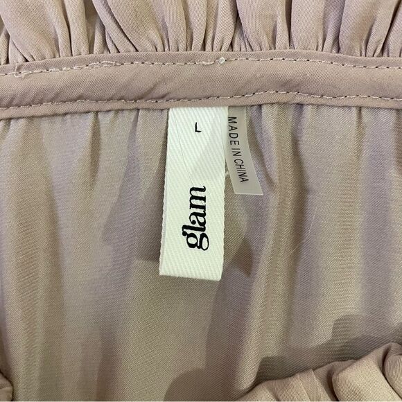 Glam Boho Ruffled Ballon Long Sleeve Mini Dress Blush Mauve Pink Size Large - Picture 11 of 11